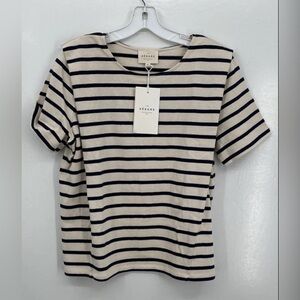 Sézane Striped Breton Short Sleeve Shirt Size M